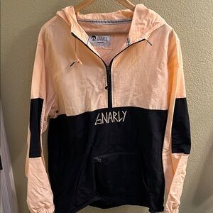 Gnarly Black and Peach Windbreaker